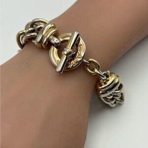 Agatha Paris Vintage Two-Tone Chunky Link Toggle Bracelet